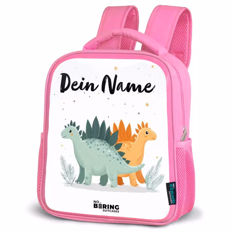 Dinos - Dieren - Sterren Kinderrugzak - Roze middel -schuin