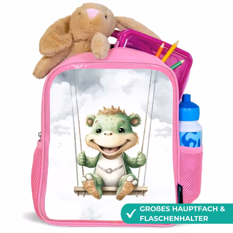 Draak - Baby dier - Kinderen Kinderrugzak - Roze middel -inhoud_DE