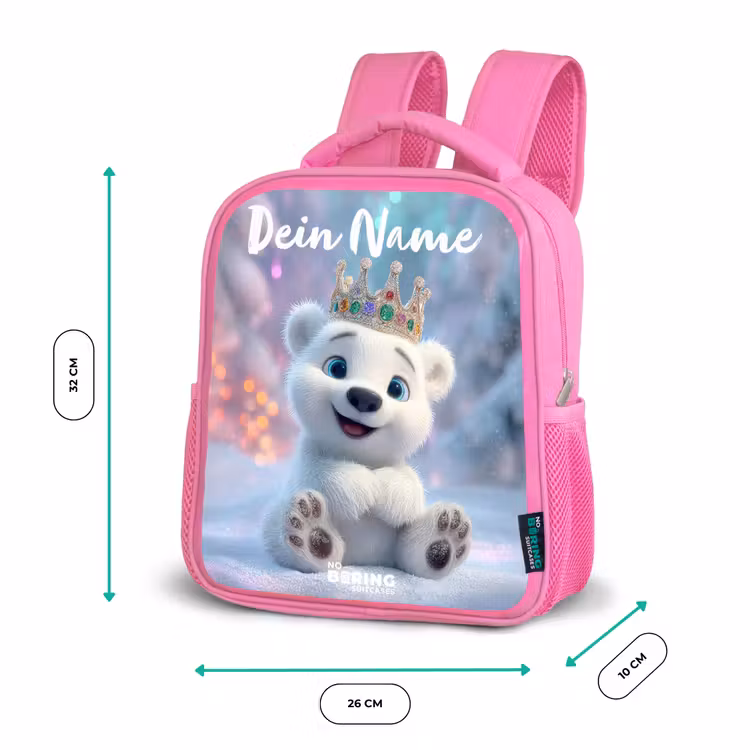 Ijsbeer - Kroon - Winter Kinderrugzak - Roze middel -productfoto_formaten