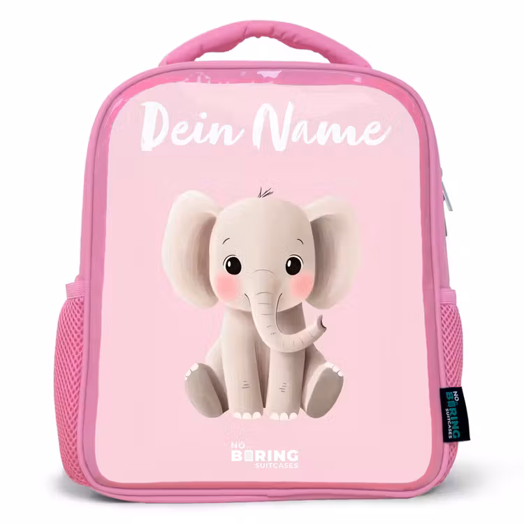 Olifant - Grijs - Baby - Slurf Kinderrugzak - Roze middel -3d
