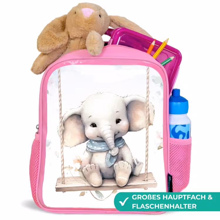 Olifant - Dier - Kinderen Kinderrugzak - Roze middel -inhoud_DE