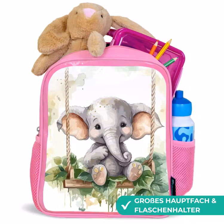 Olifant - Dier - Kinderen - Jungle Kinderrugzak - Roze middel -inhoud_DE