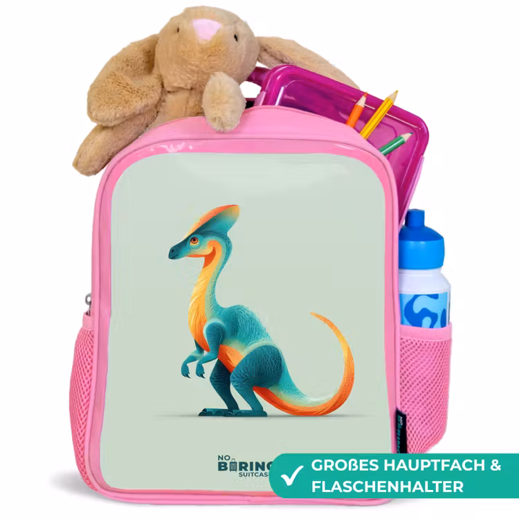 Elegante dino met kam Kinderrugzak - Roze middel -inhoud_DE