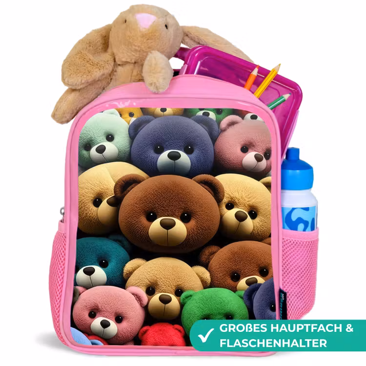 Bonte Berenbende Kinderrugzak - Roze middel -inhoud_DE