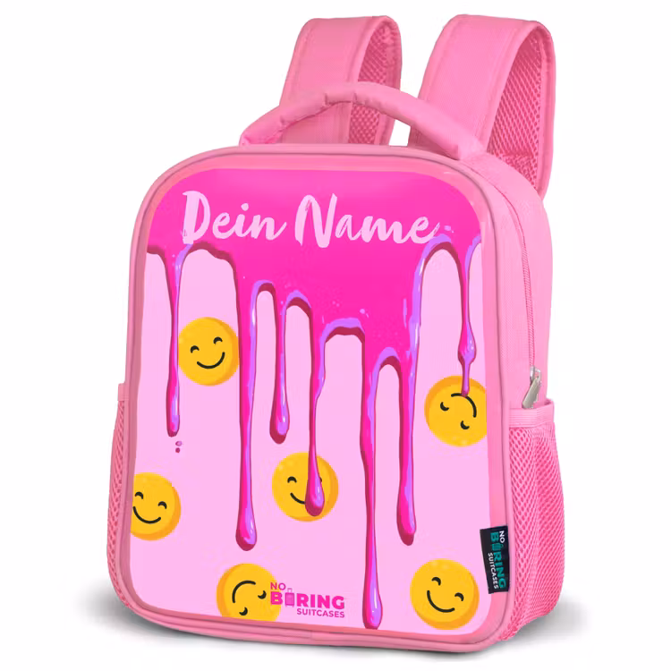 Verf - Smiley - Roze Kinderrugzak - Roze middel -schuin