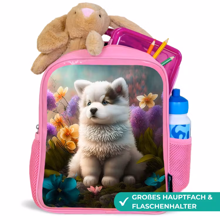 Fluffy Franky Kinderrugzak - Roze middel -inhoud_DE