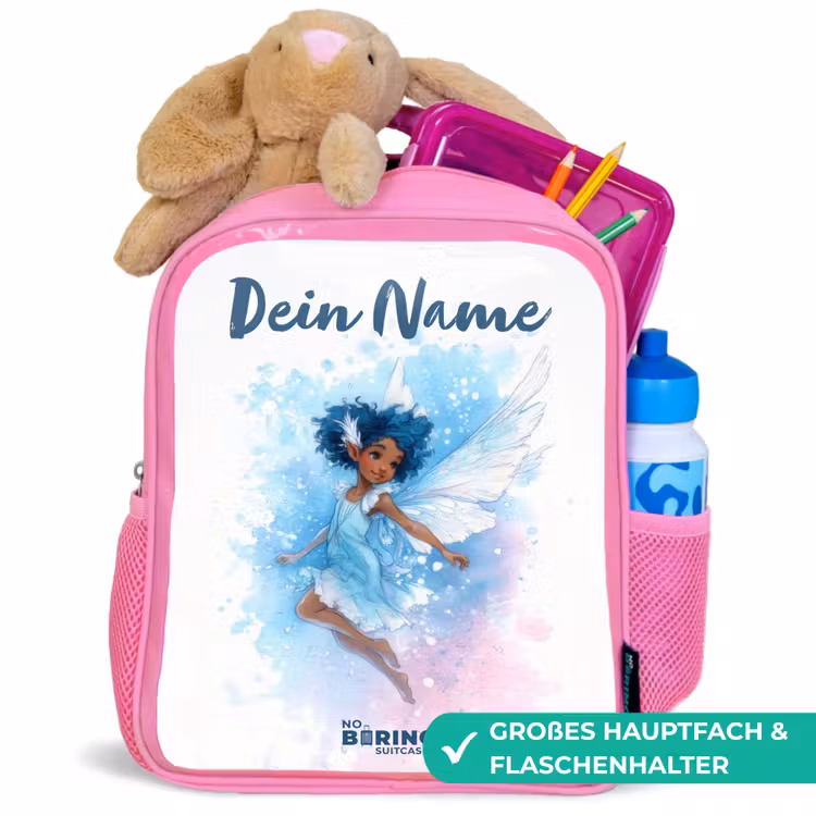 Vliegende fee in blauwe tinten Kinderrugzak - Roze middel -inhoud_DE