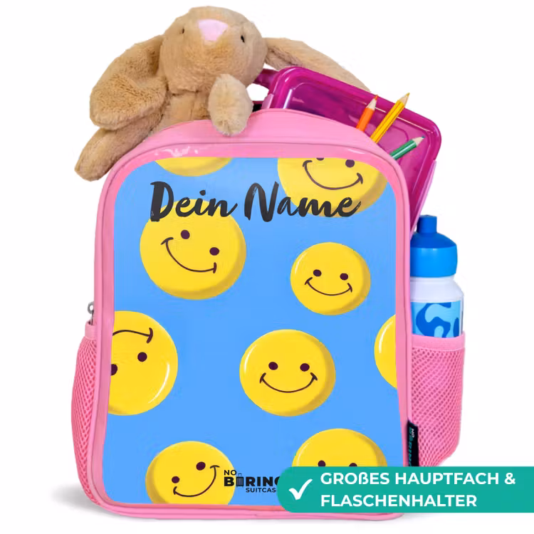 Vrolijke smileyregen Kinderrugzak - Roze middel -inhoud_DE