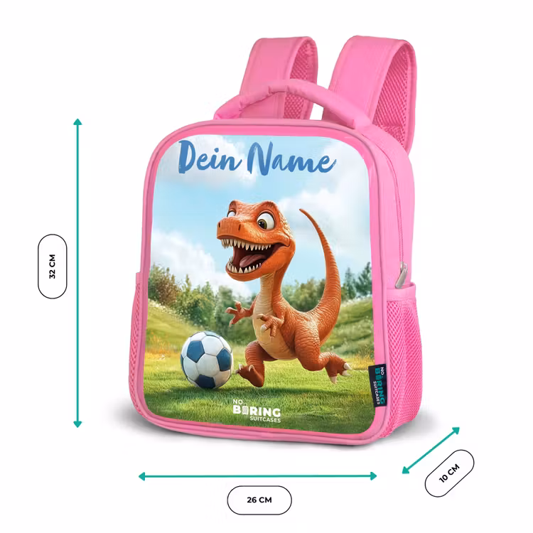 Voetbal - Dino - Sport Kinderrugzak - Roze middel -productfoto_formaten