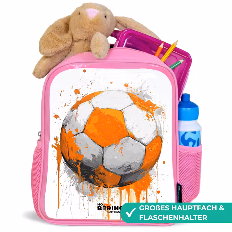 Voetbal - Verf - Oranje Kinderrugzak - Roze middel -inhoud_DE