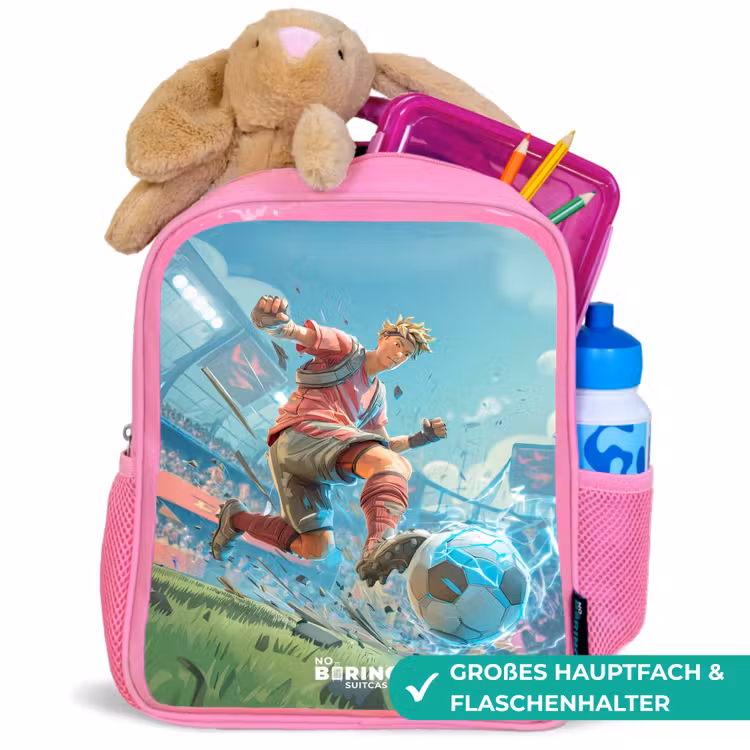 Voetbal - Jongen - Stadion - Elektrisch Kinderrugzak - Roze middel -inhoud_DE