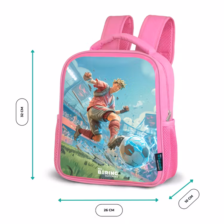 Voetbal - Jongen - Stadion - Elektrisch Kinderrugzak - Roze middel -productfoto_formaten