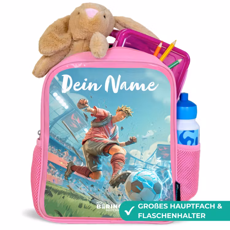 Voetbal - Jongen - Stadion - Elektrisch Kinderrugzak - Roze middel -inhoud_DE