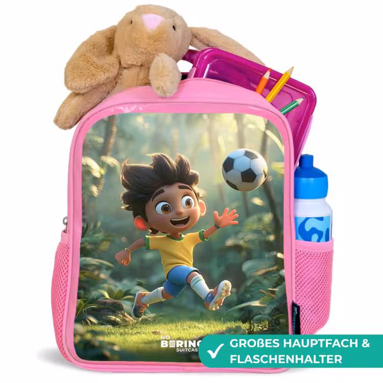 Voetbal - Jongen - Bos Kinderrugzak - Roze middel -inhoud_DE