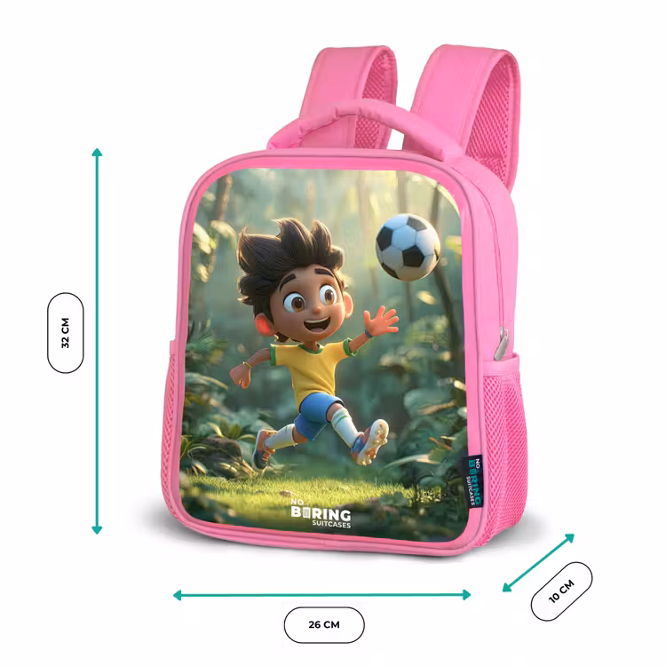 Voetbal - Jongen - Bos Kinderrugzak - Roze middel -productfoto_formaten