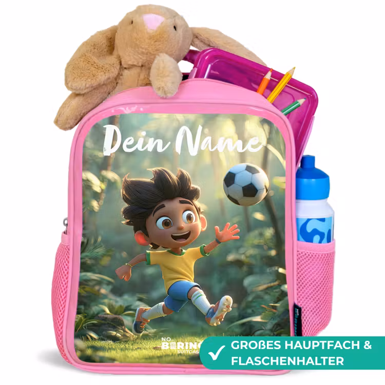 Voetbal - Jongen - Bos Kinderrugzak - Roze middel -inhoud_DE