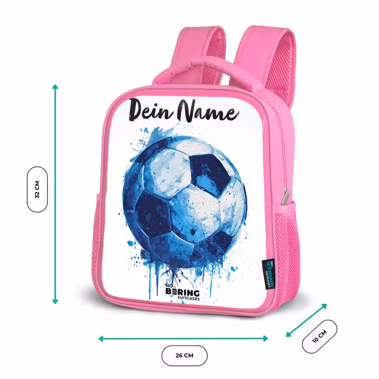 Voetbalvibes - Inktspatten - Blauw Kinderrugzak - Roze middel -productfoto_formaten