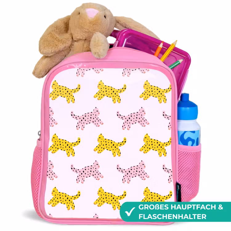 Geel - Roze - Katten - Wit Kinderrugzak - Roze middel 863 -inhoud_DE