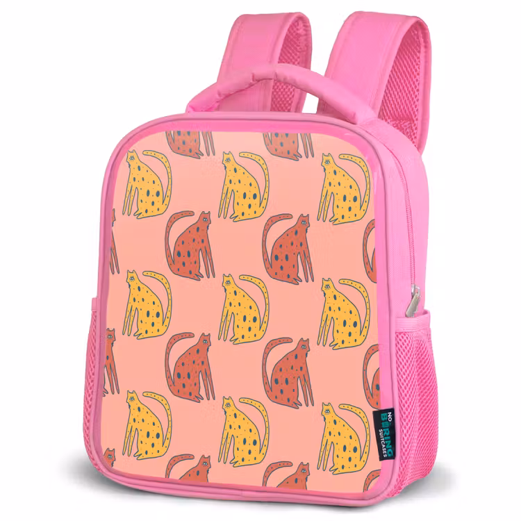 Gestipt - Katten - Zalmroze Kinderrugzak - Roze middel 863 -schuin