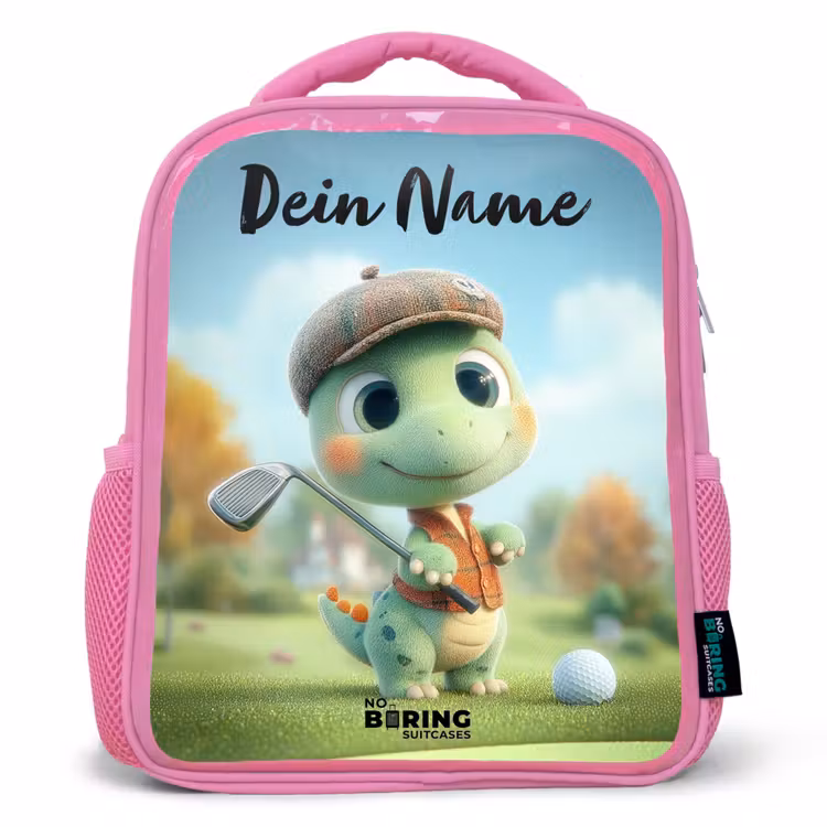 Golf - Dino - Groen Kinderrugzak - Roze middel -3d