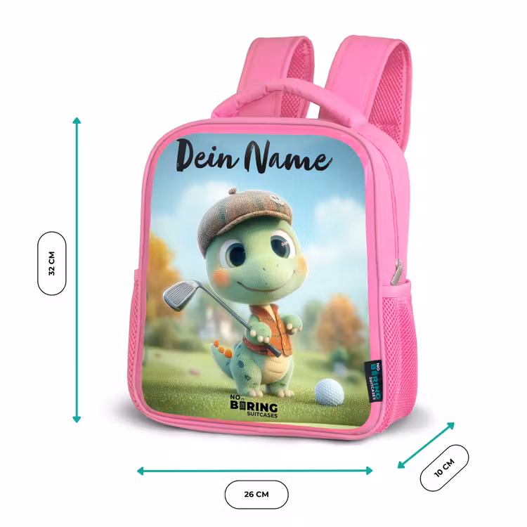 Golf - Dino - Groen Kinderrugzak - Roze middel -productfoto_formaten
