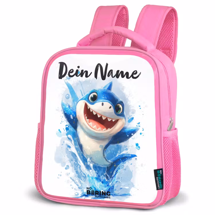 Haai - Tanden - Water Kinderrugzak - Roze middel -schuin