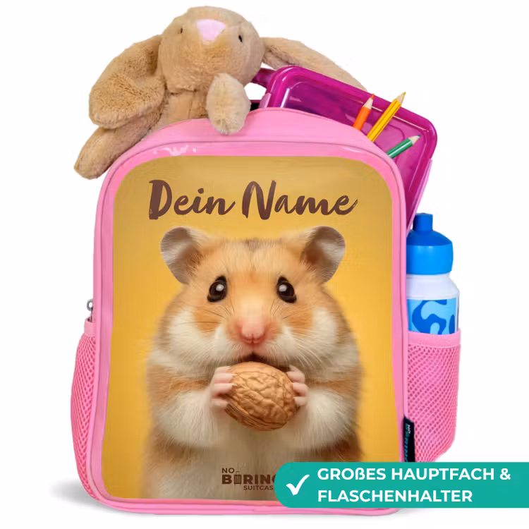 Hamster - Walnoot - Dier Kinderrugzak - Roze middel -inhoud_DE