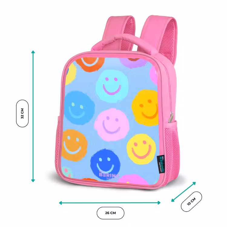 Vrolijk patroon van smileys Kinderrugzak - Roze middel -productfoto_formaten