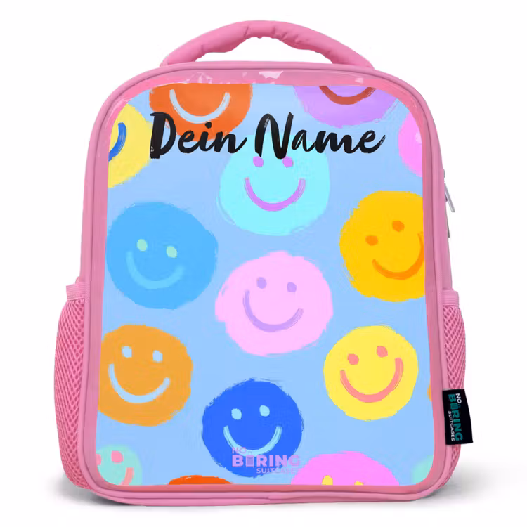 Vrolijk patroon van smileys Kinderrugzak - Roze middel -3d