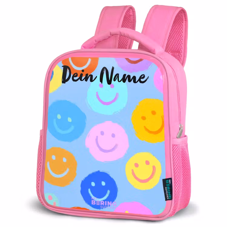 Vrolijk patroon van smileys Kinderrugzak - Roze middel -schuin