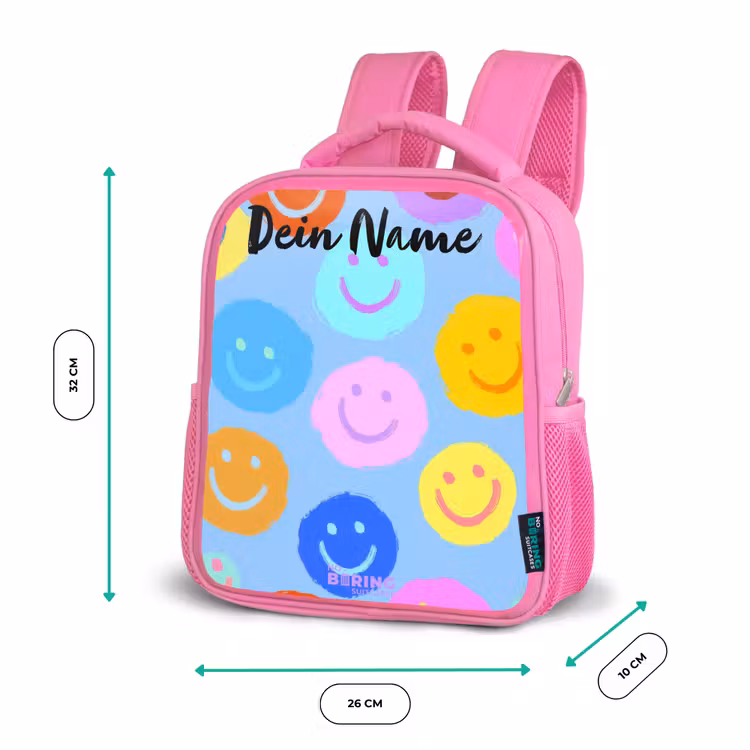 Vrolijk patroon van smileys Kinderrugzak - Roze middel -productfoto_formaten