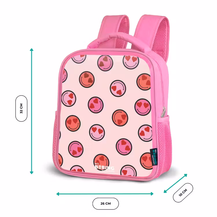 Hartje - Smiley - Patroon Kinderrugzak - Roze middel -productfoto_formaten