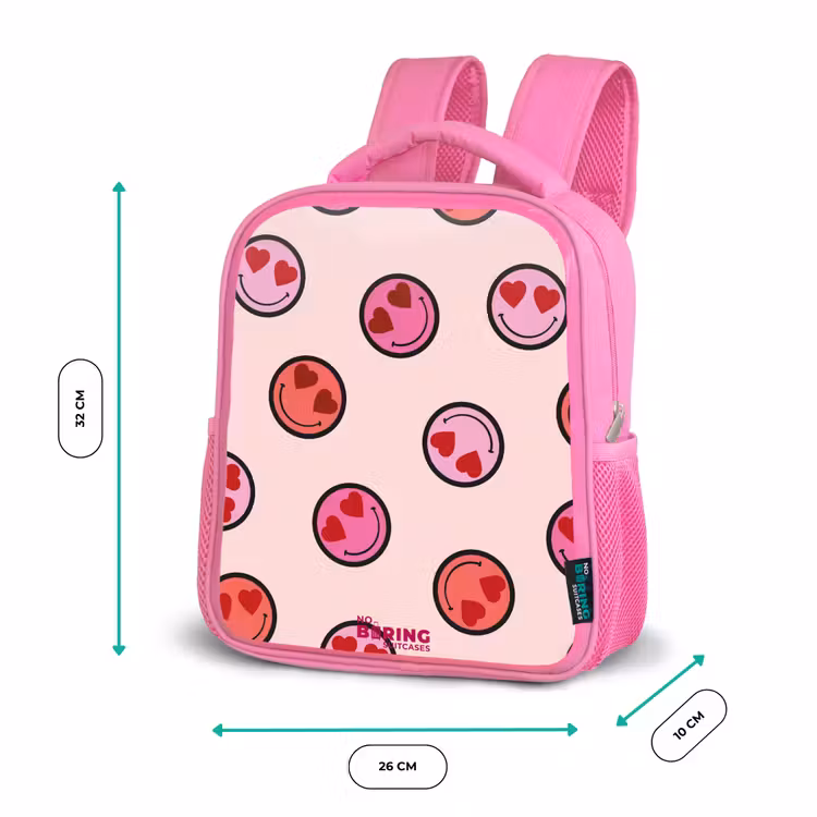 Hartje - Smiley - Patroon Kinderrugzak - Roze middel -productfoto_formaten