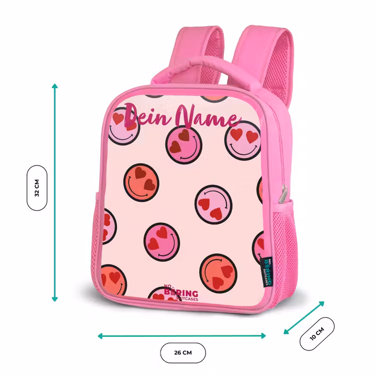 Hartje - Smiley - Patroon Kinderrugzak - Roze middel -productfoto_formaten