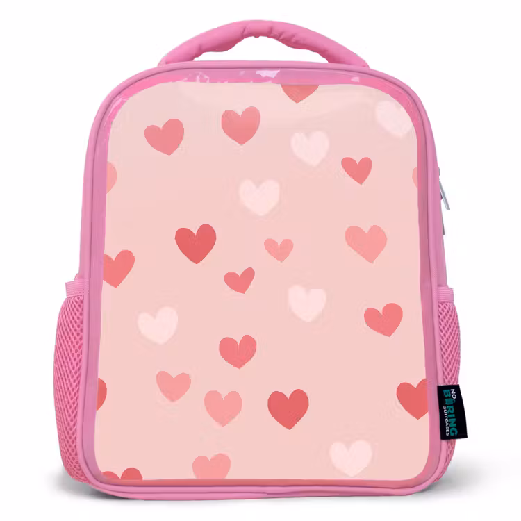 Hartjes - Patroon - Roze - Eenvoudig Kinderrugzak - Roze middel -3d