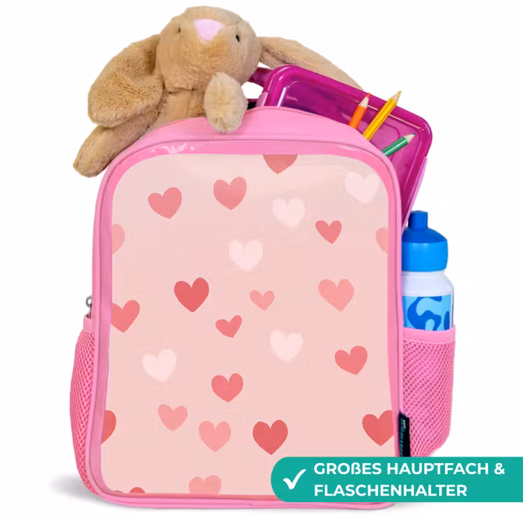 Hartjes - Patroon - Roze - Eenvoudig Kinderrugzak - Roze middel -inhoud_DE