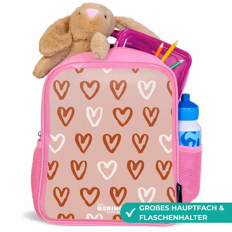 Hartjes patroon in roze en wit Kinderrugzak - Roze middel -inhoud_DE