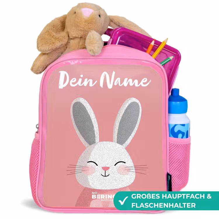 Konijn - Blosje - Stippen - Roze Kinderrugzak - Roze middel -inhoud_DE