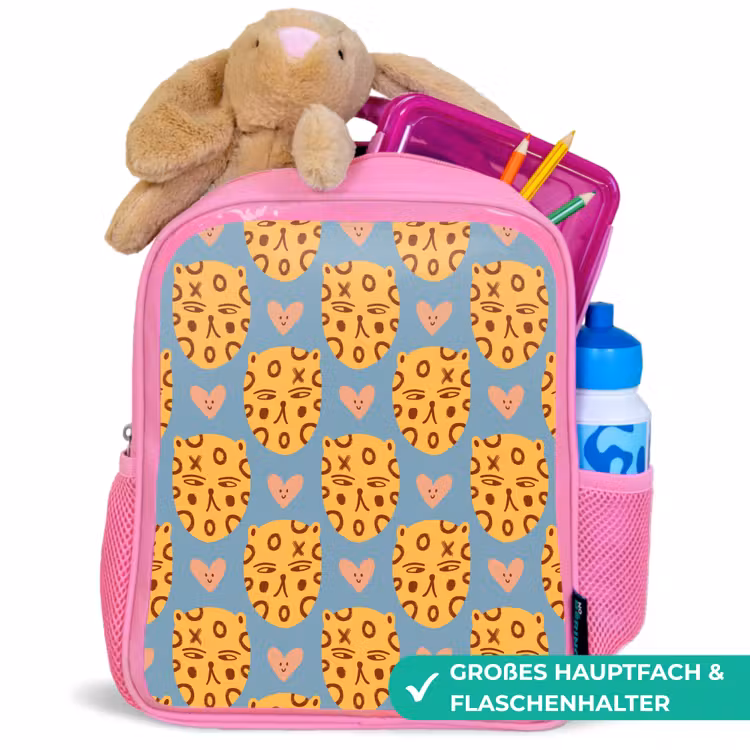Kattenkoppen - Cirkels - Hartjes - Blauw Kinderrugzak - Roze middel 863 -inhoud_DE