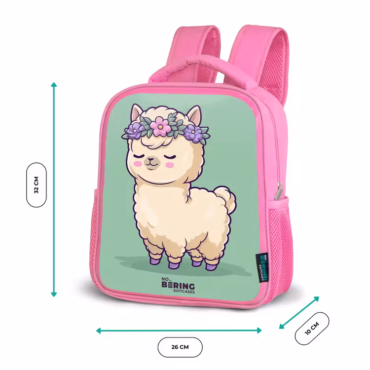 Kawai - Alpaca - Groen Kinderrugzak - Roze middel -productfoto_formaten