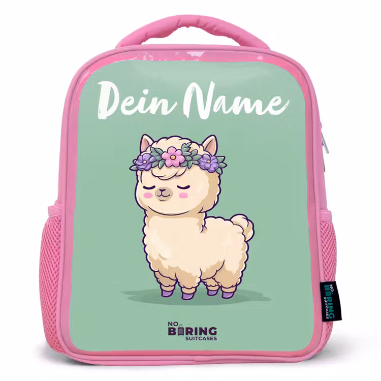 Kawai - Alpaca - Groen Kinderrugzak - Roze middel -3d