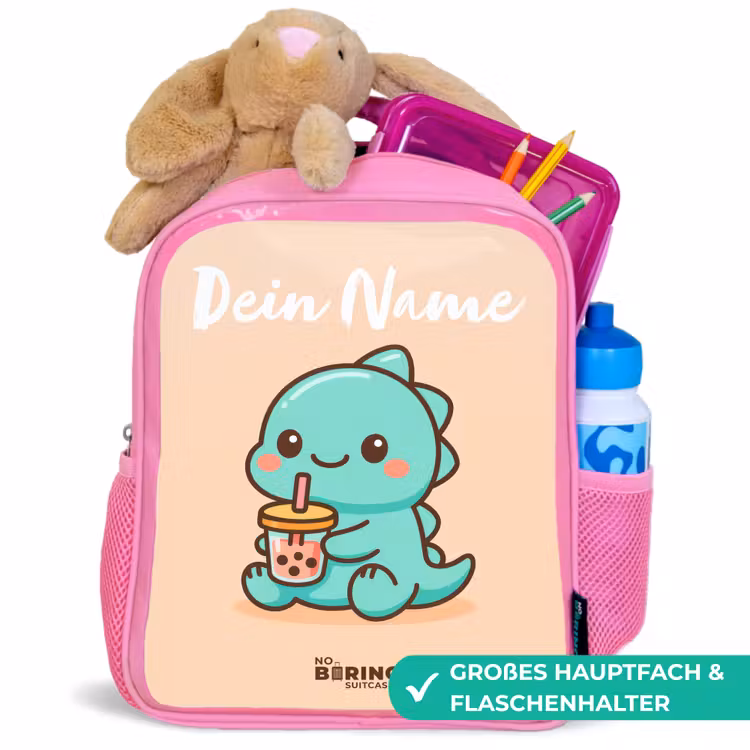 Kawai - Dino - Bubbletea Kinderrugzak - Roze middel -inhoud_DE