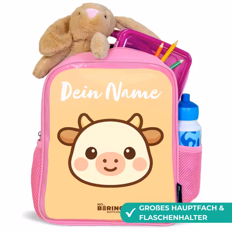 Kawai - Koe - Bruin Kinderrugzak - Roze middel -inhoud_DE