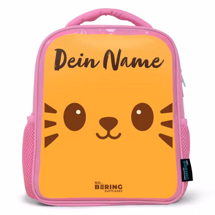 Kawai - Tijger - Oranje Kinderrugzak - Roze middel -3d