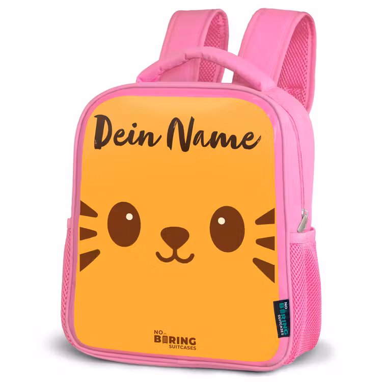 Kawai - Tijger - Oranje Kinderrugzak - Roze middel -schuin