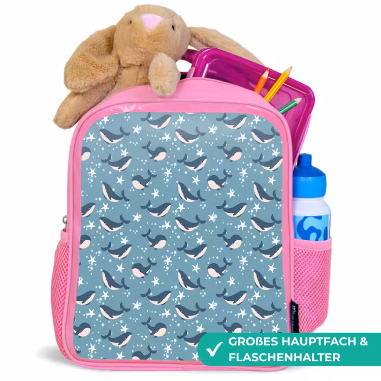 Klein - Oceaan - Walvis - Zeester Kinderrugzak - Roze middel 863 -inhoud_DE