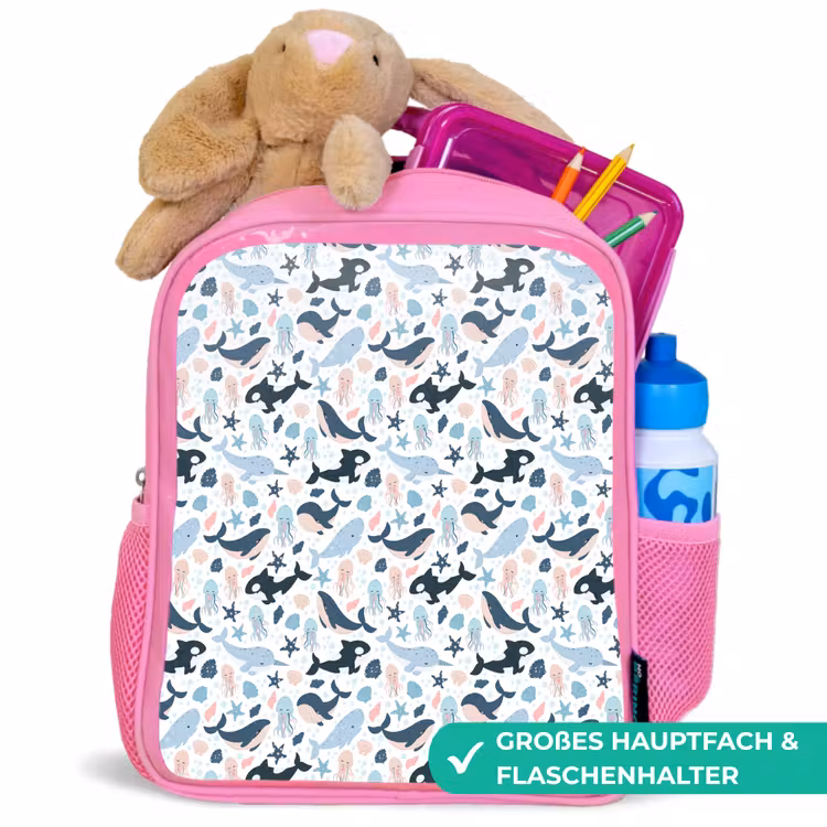 Klein - Oceaan - Walvissen - Octopus Kinderrugzak - Roze middel 863 -inhoud_DE