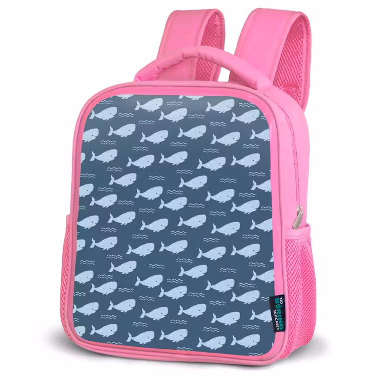Klein - Oceaan - Golven - Blauw Kinderrugzak - Roze middel 863 -schuin