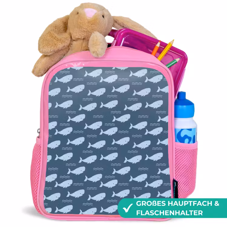 Klein - Oceaan - Golven - Blauw Kinderrugzak - Roze middel 863 -inhoud_DE
