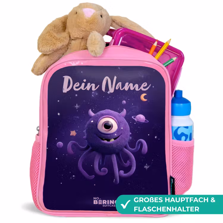 Kosmisch tentakelmonster Kinderrugzak - Roze middel -inhoud_DE